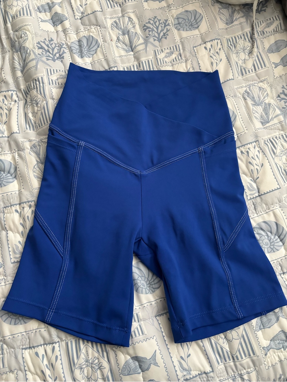 Wilo High-Rise Blue Women's Bike Shorts with Supportive Waistband